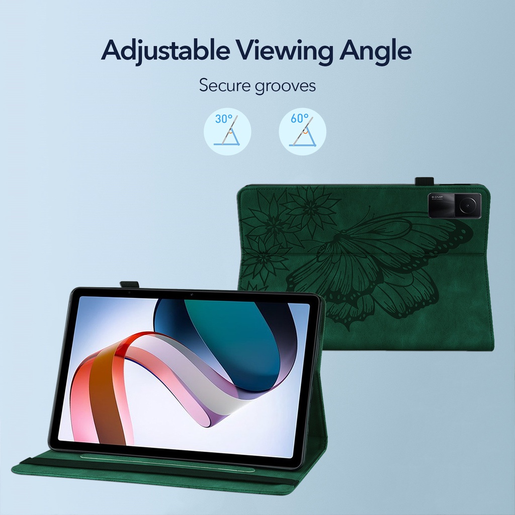 Untuk Oppo Pad Air 10.36 &quot;2022 OPD2102 X21N2 Fashion 3D Timbul Retro Kupu-Kupu Besar Tablet Perlindungan Case Kualitas Tinggi Dompet Flip Kulit Cover Berdiri Casing