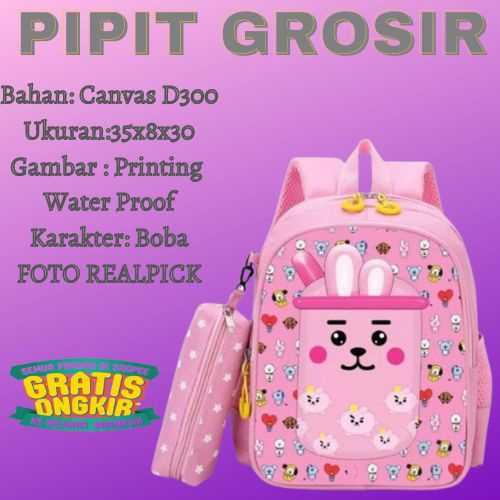 Ransel Boba Anak Dan Wasbag Boba+Topi Terbaru printing