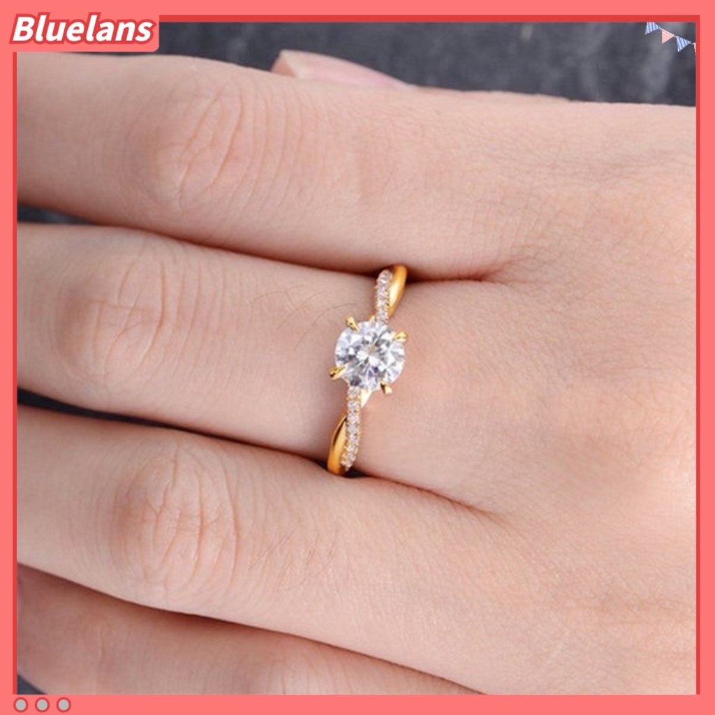 Bluelans Elegant Women Full Rhinestone Inlaid Cubic Zirconia Finger Ring Wedding Jewelry