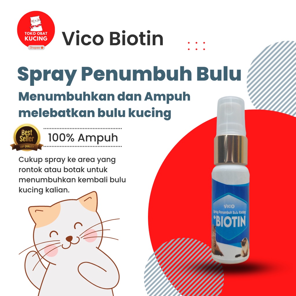 Vico BIOTIN Spray Obat Penumbuh Bulu Kucing Vitamin Bulu Kucing Pelebat Bulu Kucing Vitamin Bulu Kuc