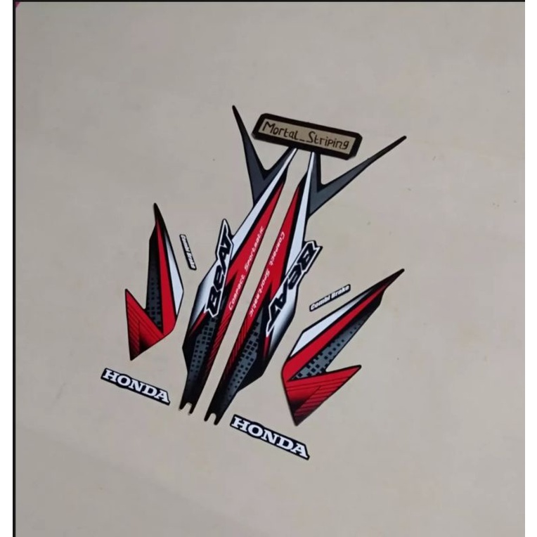 STIKER STICKER STRIPING LIST BODY MOTOR BEAT FI NEW TAHUN 2020 WARNA HITAM CORAK MERAH STANDAR