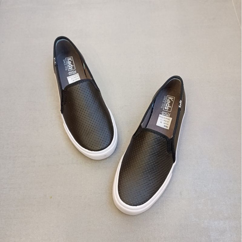 KEDS-DOUBLE DECKER PERF LEATHER BLACK