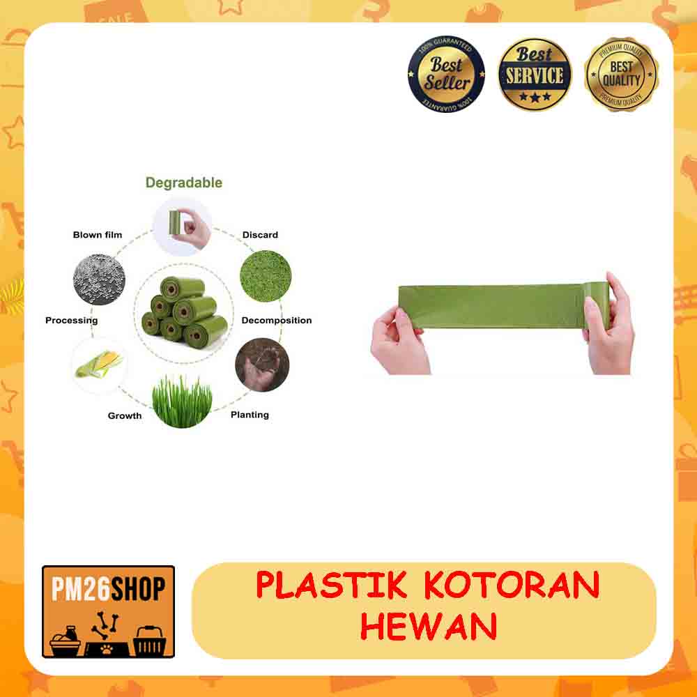 PLASTIK KOTORAN BINATANG POOP BAG BIODEGRADABLE 16 PCS WITH DISPENSER