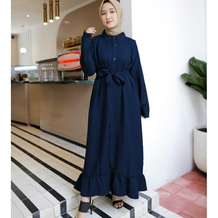 GAMIS Gamis Alisa navy [Gamis 0117] TDT Baju Gamis Wanita Terbaru best seller termurah terlaris abay