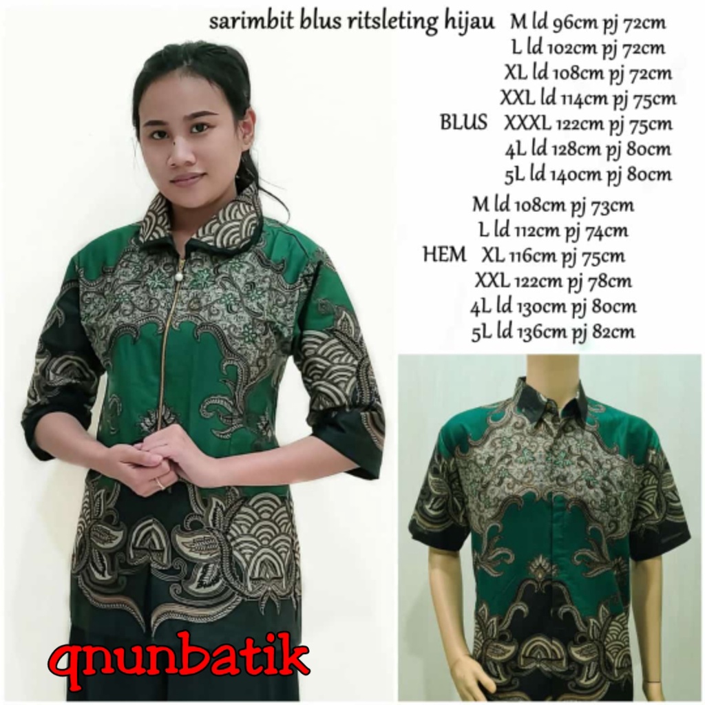 QNUNBATIK BATIK FAMILY BLOUSE BLUS RESLETING HIJAU