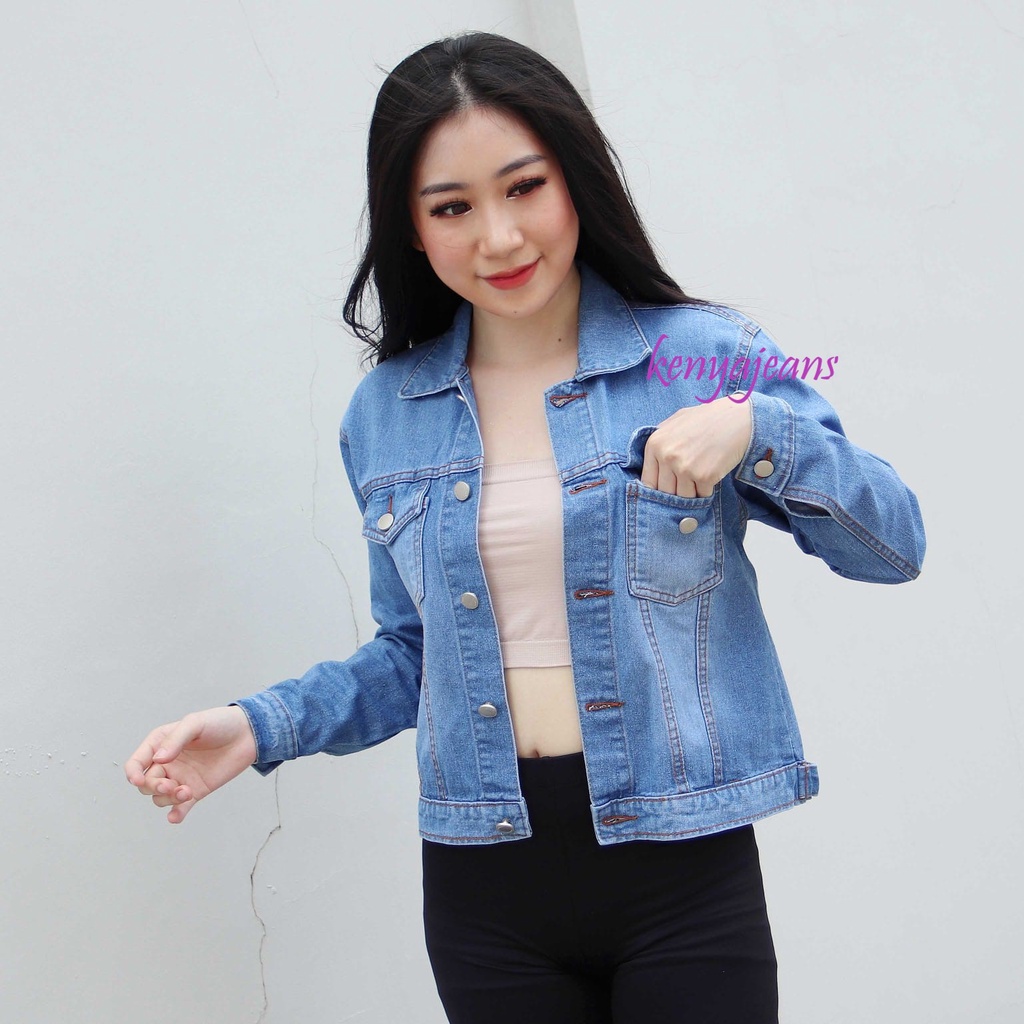 7C-G JAKET JEANS BIRU MUDA PREMIUM | JAKET DENIM WANITA PREMIUM