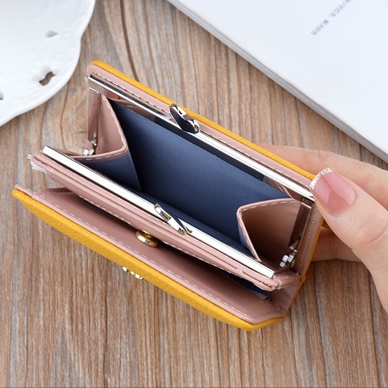 DOMPET LIPAT WANITA IMPORT KECIL KULIT KUNING MANYIDI SONARO WA588Y1 MINI SLOT UANG KOIN PENDEK KEKINIAN FASHION KOREA SIMPLE KARTU CASUAL BRANDED REMAJA BATAM ORI