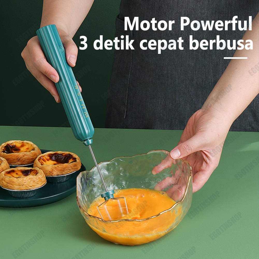 Pembuih Susu Pengocok Telur Handheld Blender Milk Frother Electric Mixer Portable Egg Beater USB Rechargeable