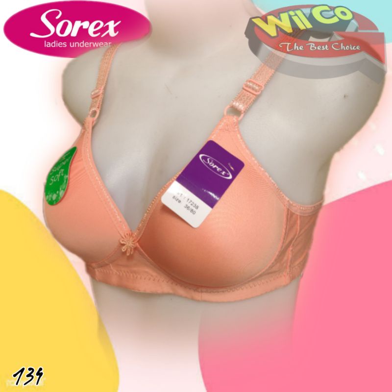 K134 - BRA WANITA SOREX BRA BUSA TANPA KAWAT CUP A/B SIZE 34-40 DUA KAIT