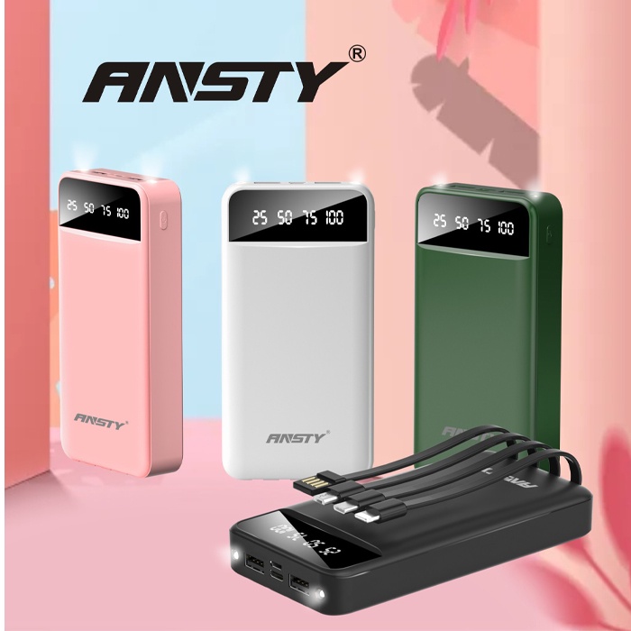 ANSTY POWERBANK AP-019 - POWERBANK 2 USB KABEL MICRO LIGHTNING TYPE C