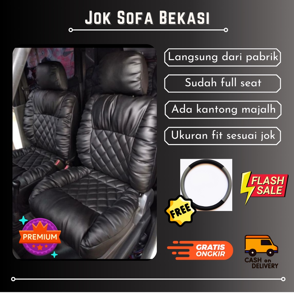 Cover Jok Mobil Motif Sofa Bahan Oscar Sporty Delux Fullset 2 baris