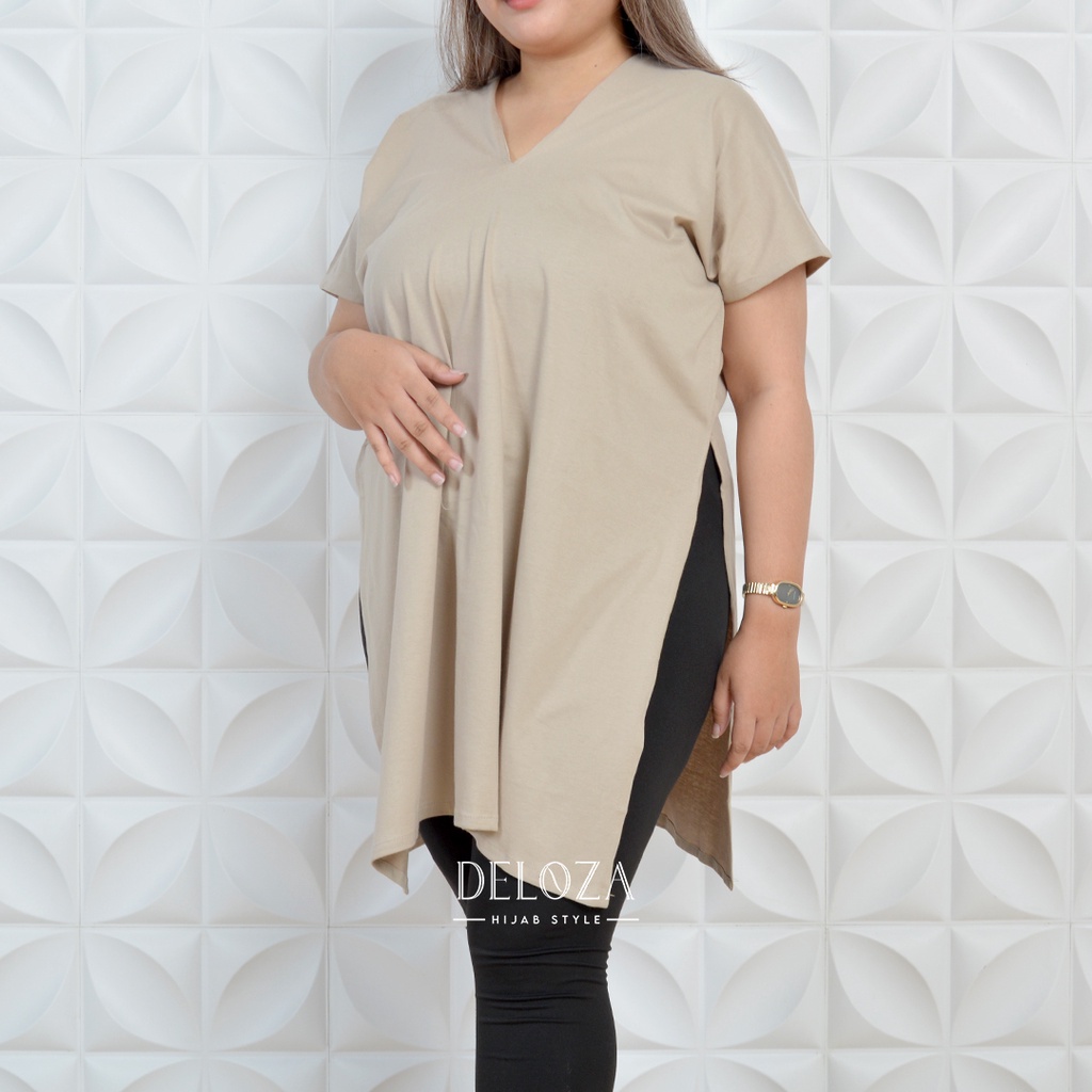 Luna Top Long Square Nagita Atasan Kaos Katun Combad Blouse Wanita Terbaru