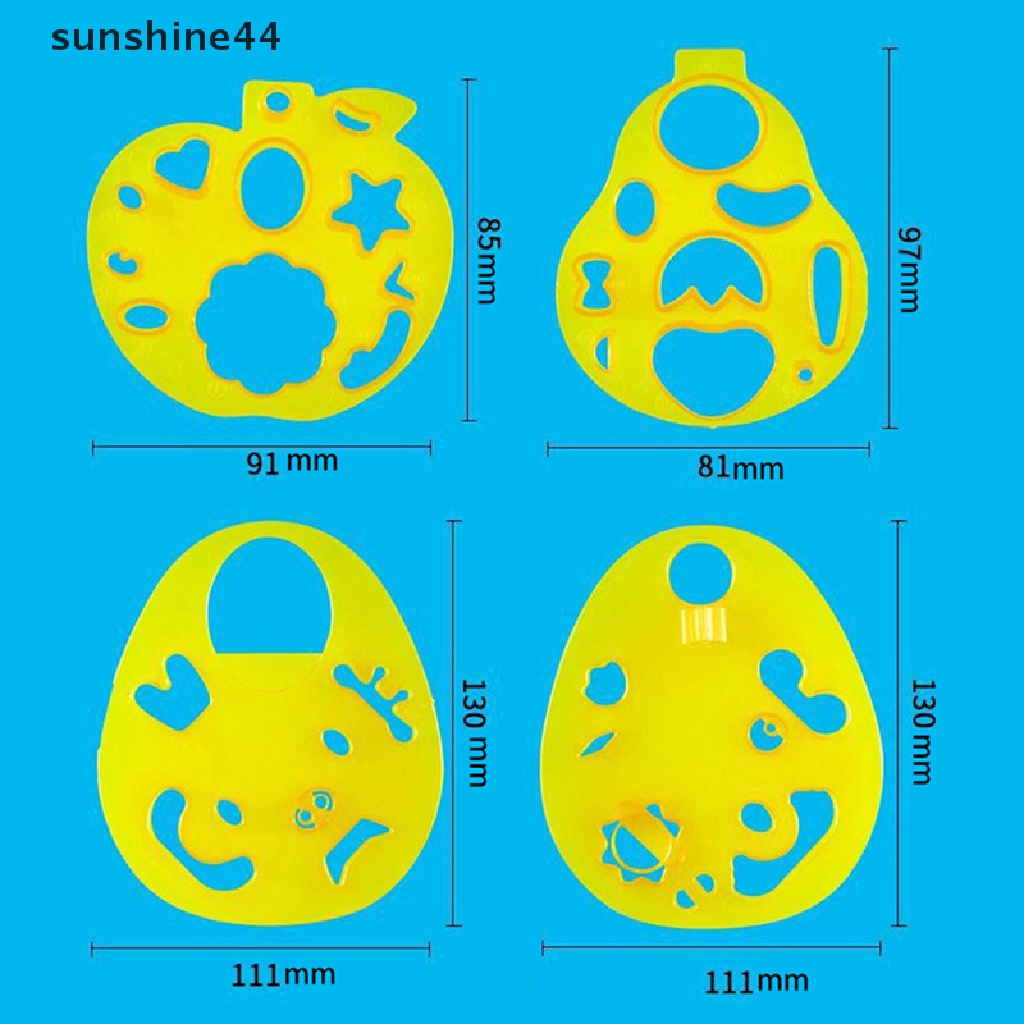 Sunshine 2 / 3 / 4Pcs Cetakan Bola Nasi Emboss DIY Bentuk Ekspresi Wajah Kartun