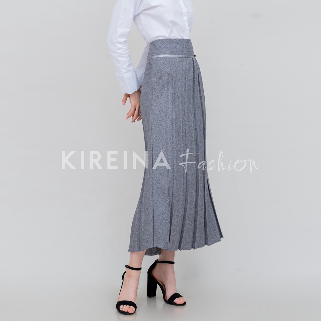 Rok Kantor Plisket Wanita Rok Plisket Kantor Rok Panjang Wanita Rok Kerja Wanita Panjang Bahan Gabardin Semi Wol | Kireina Fashion