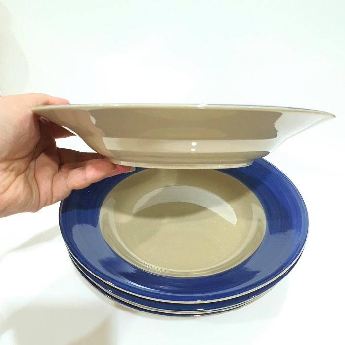 Piring Keramik Cekung Stoneware Diameter 21 Cm / Piring Makan Murah