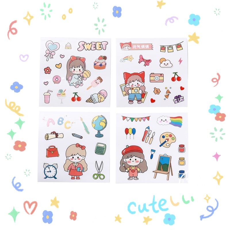 Stiker Motif Kartun Perempuan Bahan PVC Anti Air Untuk Dekorasi Notebook