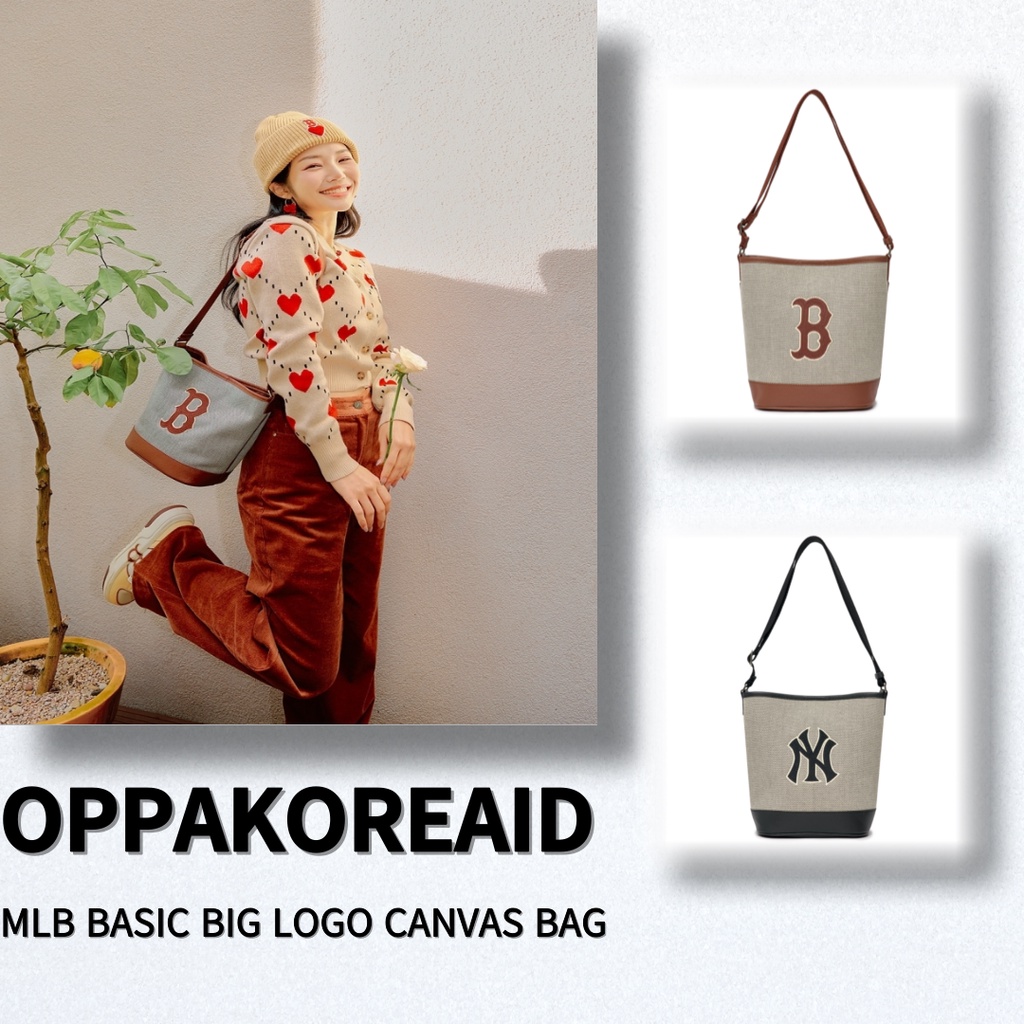 Oppa KR ID - MLB BASIC BIG LOGO CANVAS BUCKET BAG original from korea ready