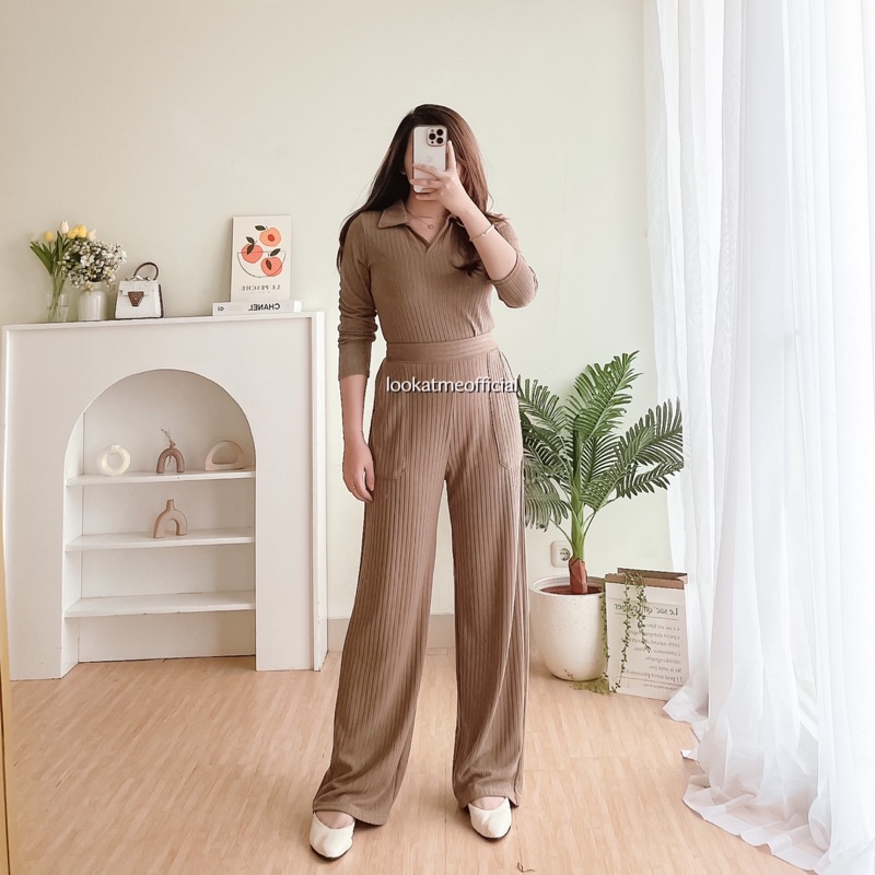 lookatmeofficial • Malika Set - Setelan Atasan dan Bawahan Bahan Knit Premium