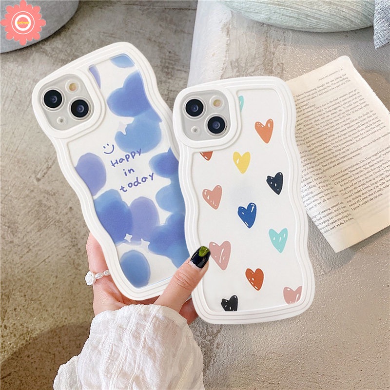 Casing Tepi Bergelombang Vivo Y36 Y02 Y15s V25E V25 Y35 Y21 Y12 Y16 Y20 Y11 Y15 Y15A Y12i Y21s Y30 Y21A Y1s Y91 Y33T Y12s Y11s Y21T Y50 Y17 Y33s Y91C Y20s Y93 Love Heart Kartun Soft Case