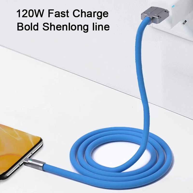 Kabel Data / Charger USB Tipe C Fast Charging 120W 6A Bahan Silikon Lembut Tahan Lama Untuk Android