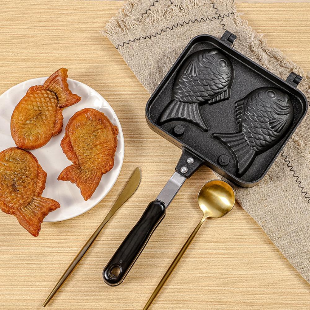 Preva Kitchen Japanese Taiyaki New Double Pan Fry Pan Waffle Kue Maker Pan