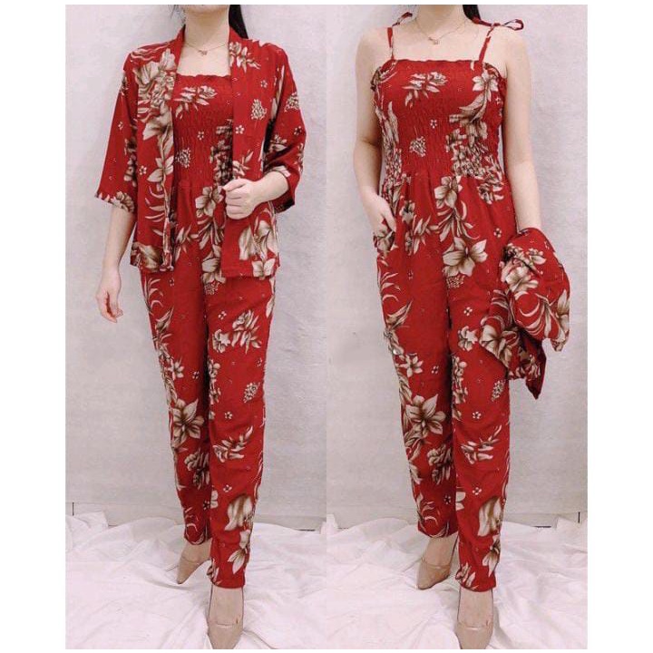 Naswa Jumpsuit Set 2in1 Monalisa Premium Setelan Wanita Terbaru 2021 Baju Cewek Setelan Realpict Kek
