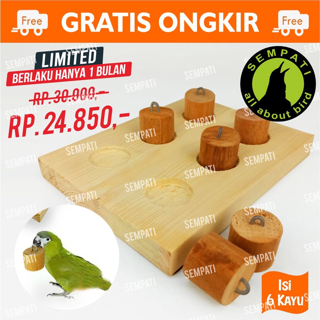 PUZZLE TOYS KAYU BALOK MAINAN BURUNG PARROT PAROT PARUH BENGKOK LOVEBIRD LOVE BIRD GIGITAN PZLTOY