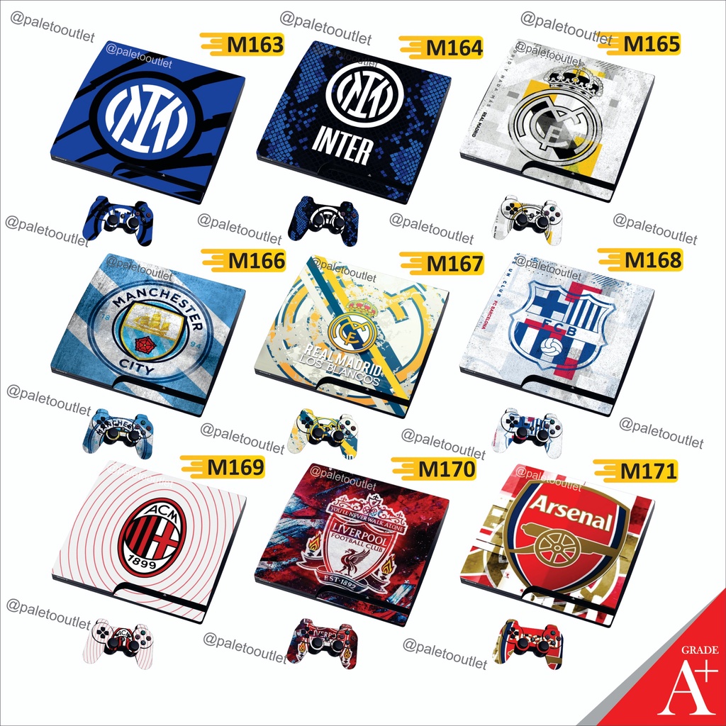 Stiker garskin untuk ps3 slim motif klub bola