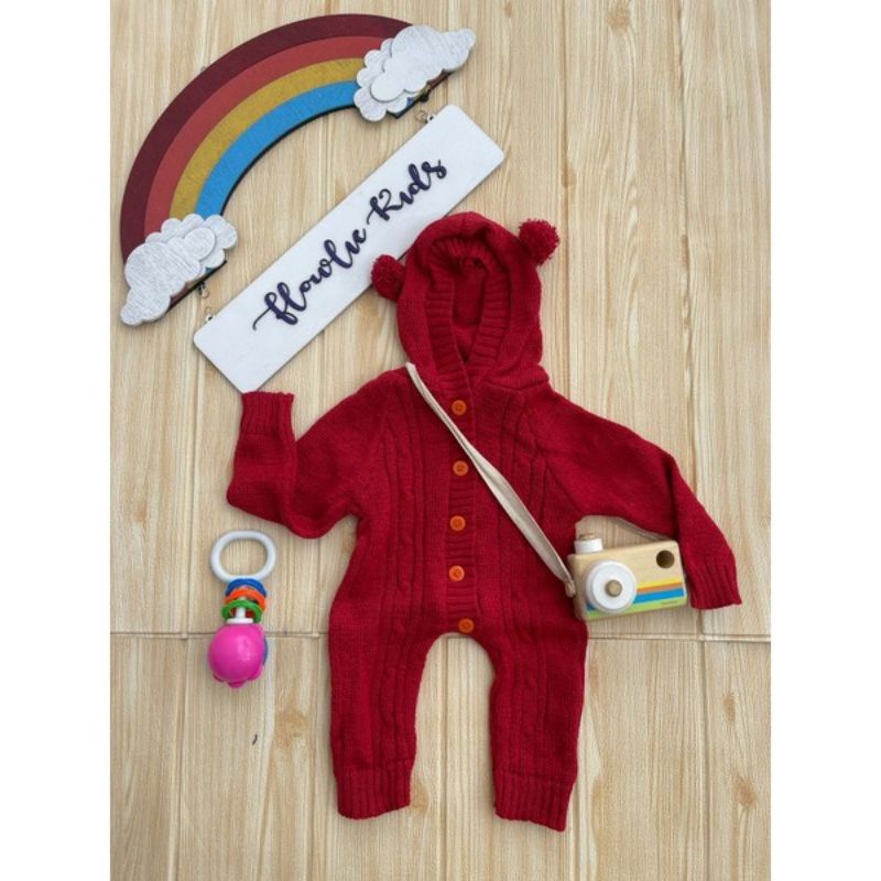 Jumper Cable Rajut Halus Tebal Lembut Jumpsuit Cable Untuk bayi 0-8 bln baju kodok anak tebal