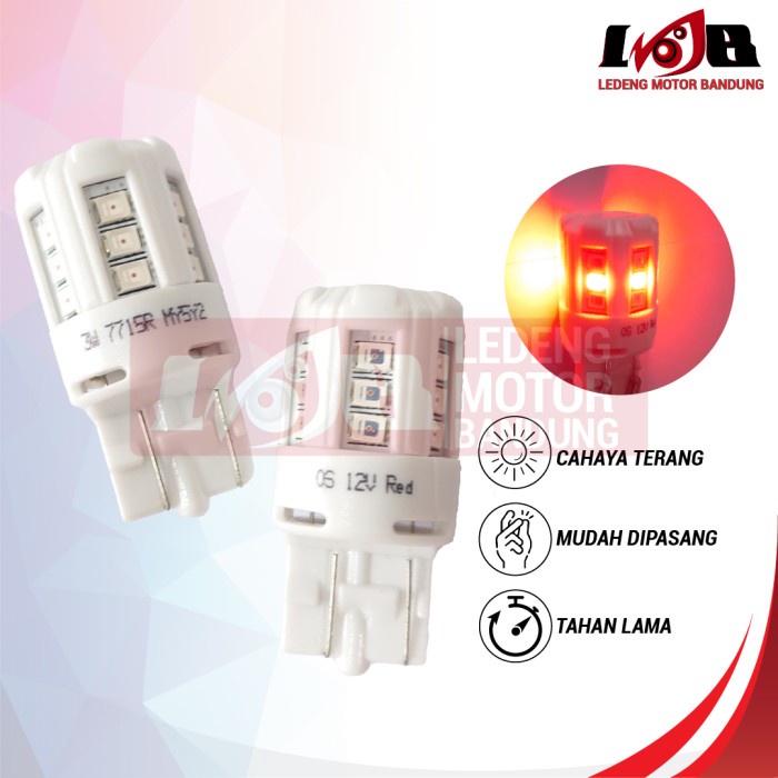 Osram S25 T20 Lampu Sen/Rem Led Riving 18 Mata Sein Mobil Sepasang 12V