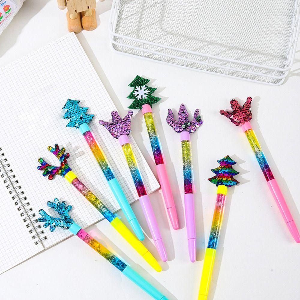 R-flower 6PCS/Set Pena Gel Natal Alat Tulis Hadiah Kantor Sekolah Pulpen Netral