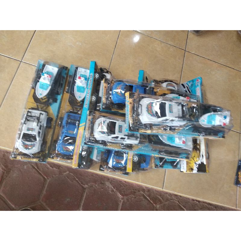oketoys mainan mobil kapal gandeng off road speedboat jeep derek kapal