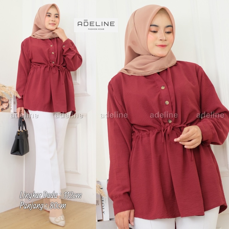 Vanilla Top - Kemeja Wanita Oversize Blouse Serut Pinggang Busui Crinkle / 391-6997