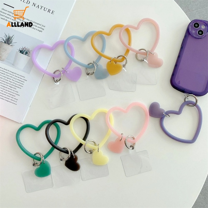 Strap Silikon Lembut Anti Hilang Dengan Liontin Hati Untuk Aksesoris Handphone Universal