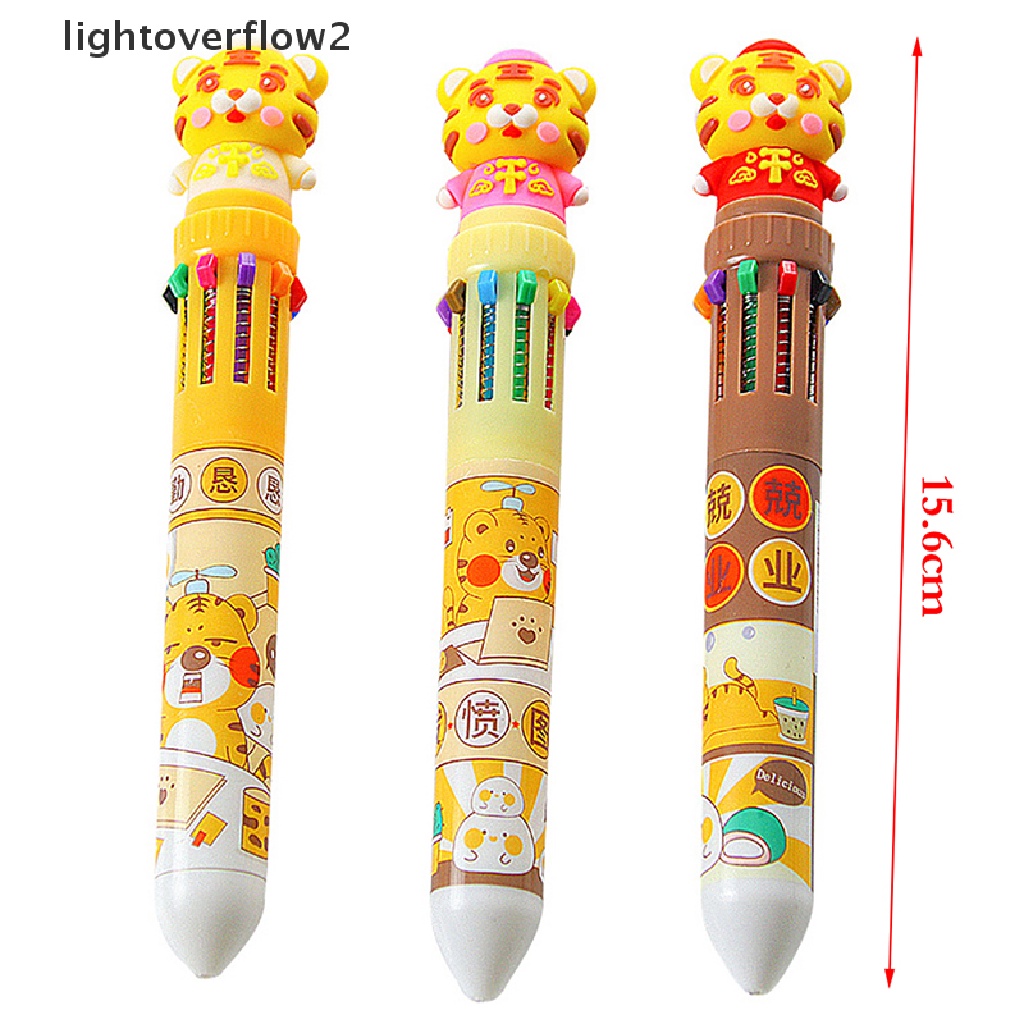 (lightoverflow2) Pulpen 10 Warna Tebal Motif Macan Untuk Sekolah / Kantor