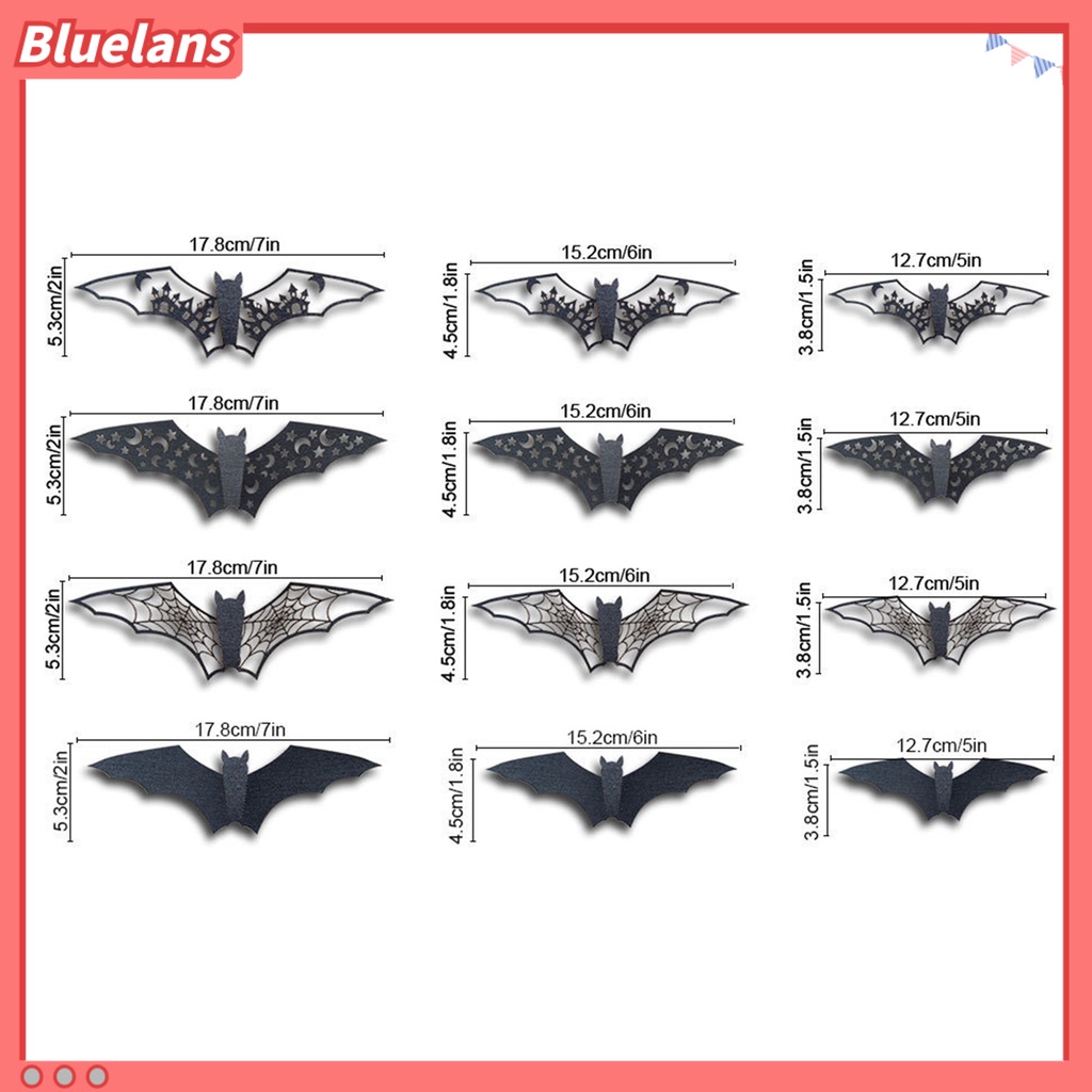 Stiker Dinding Desain Kelelawar 3D Dengan Perekat Dapat Dilepas Untuk Dekorasi Pesta Halloween