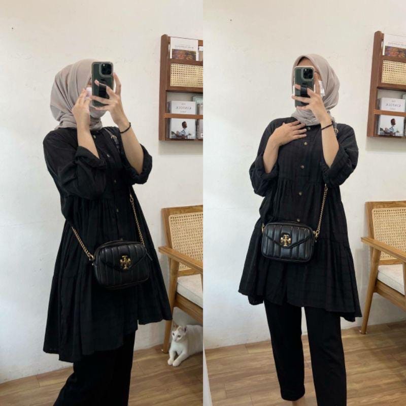 MIKA TUNIK  ATASAN TUNIK WANITA KEKINIAN BAHAN CRINKLE