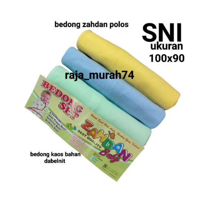 3 pcs bedong bayi zahdan polos kaos dabelnit SNI