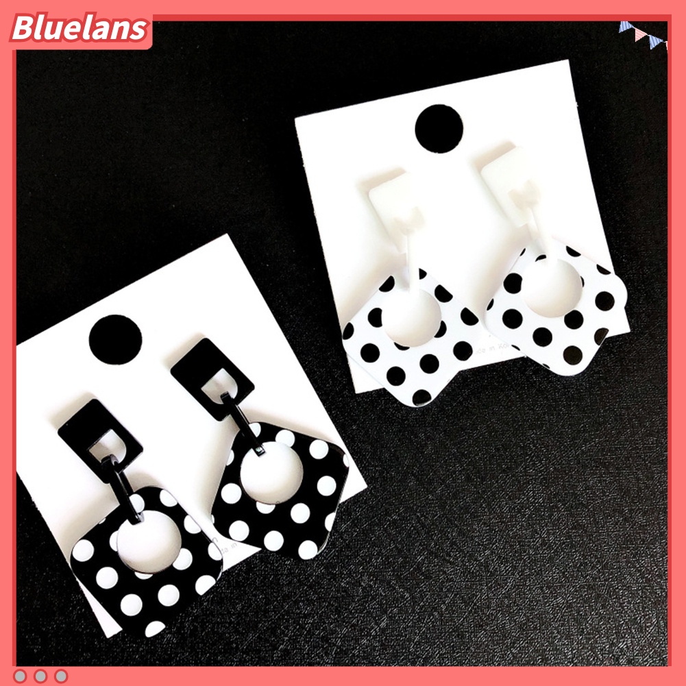 Bluelans Women Polka Dot Hollow Rhombus Geometric Dangle Ear Stud Cuff Earrings Jewelry