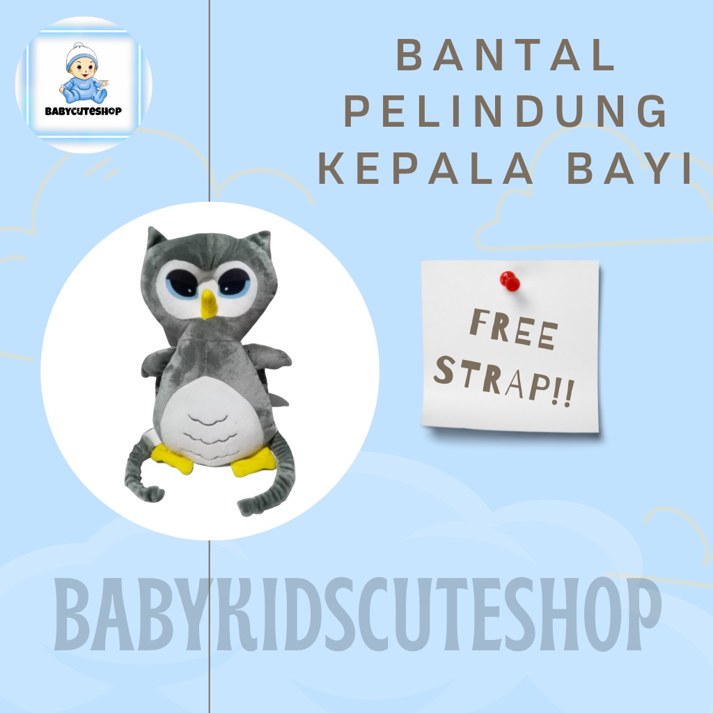 ( FREE STRAP ) Bantal Pelindung Kepala Bayi Owl | Pelindung Kepala Bayi | Head Neck Pillow Pad