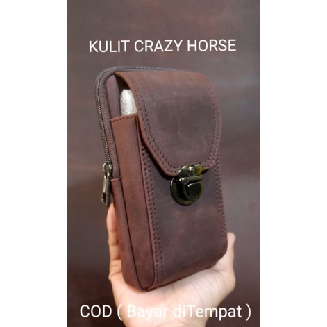 Dompet Hp Pinggang Pria Kulit Asli Crazy Horse
