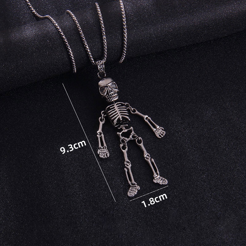 Kalung Liontin Tengkorak Bahan stainless steel Gaya punk Eropa Amerika Untuk Pria