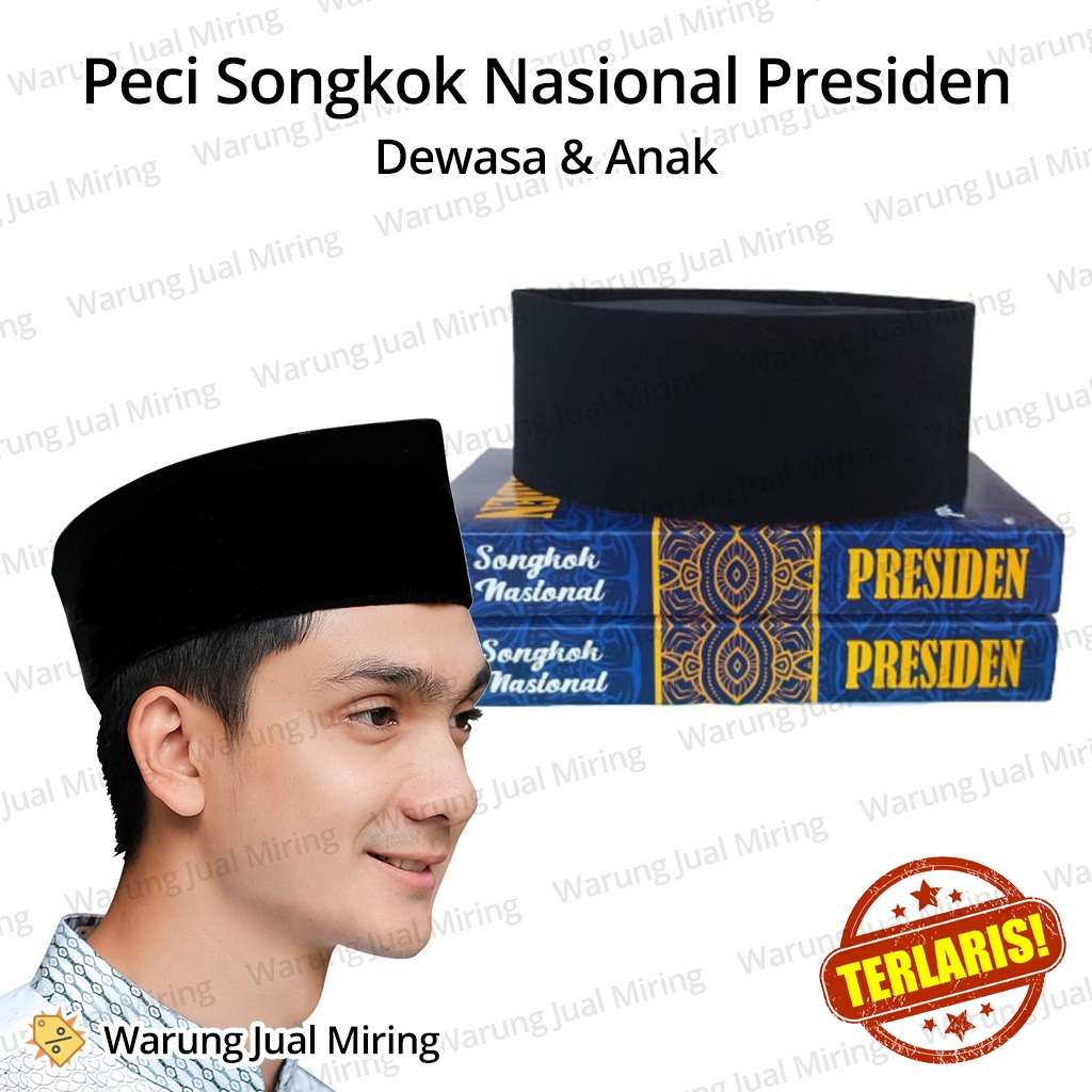 PECI Dewasa &amp; Peci Anak Songkok Hitam Polos Peci Murah Peci Beludru Hitam Polos Pria Laki Presiden Peci Remaja Tanggung Peci Muslim Santri Jumatan Sholat Kopiah Standar Nasional Lurah Formal Tinggi 9cm Ukuran 50 51 52 53 54 55 56 57 58 59 Sarung Baju Koko