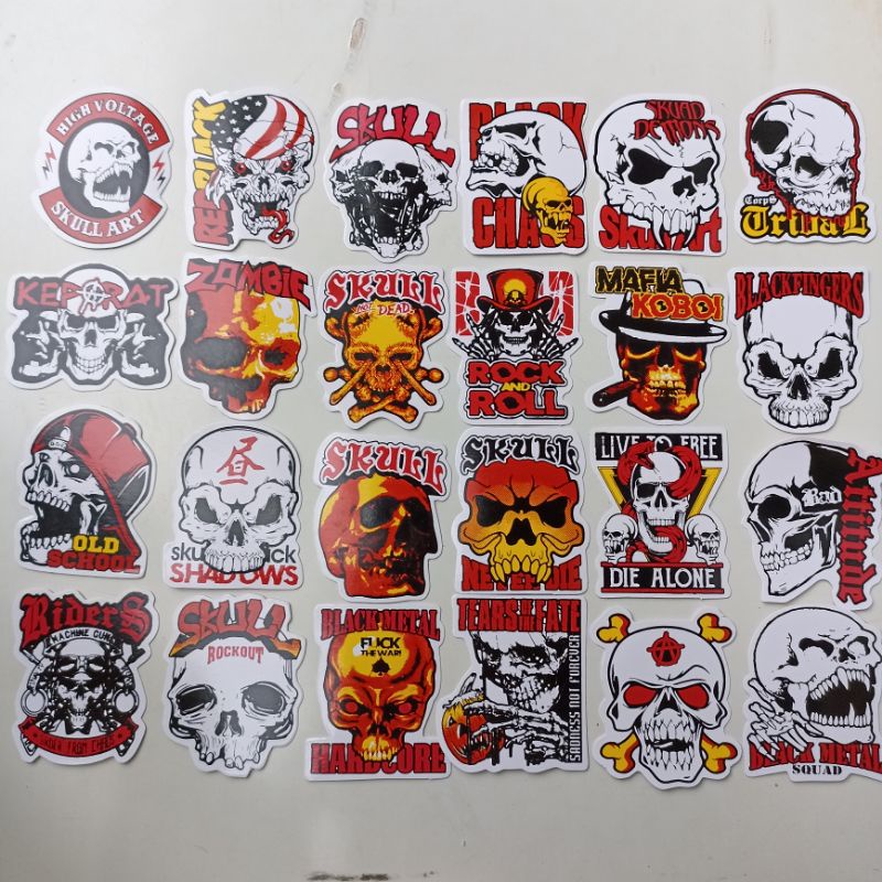 

sticker tengkorak sticker gambar tengkorak campur isi 10 pcs sticker motor graftac sablon