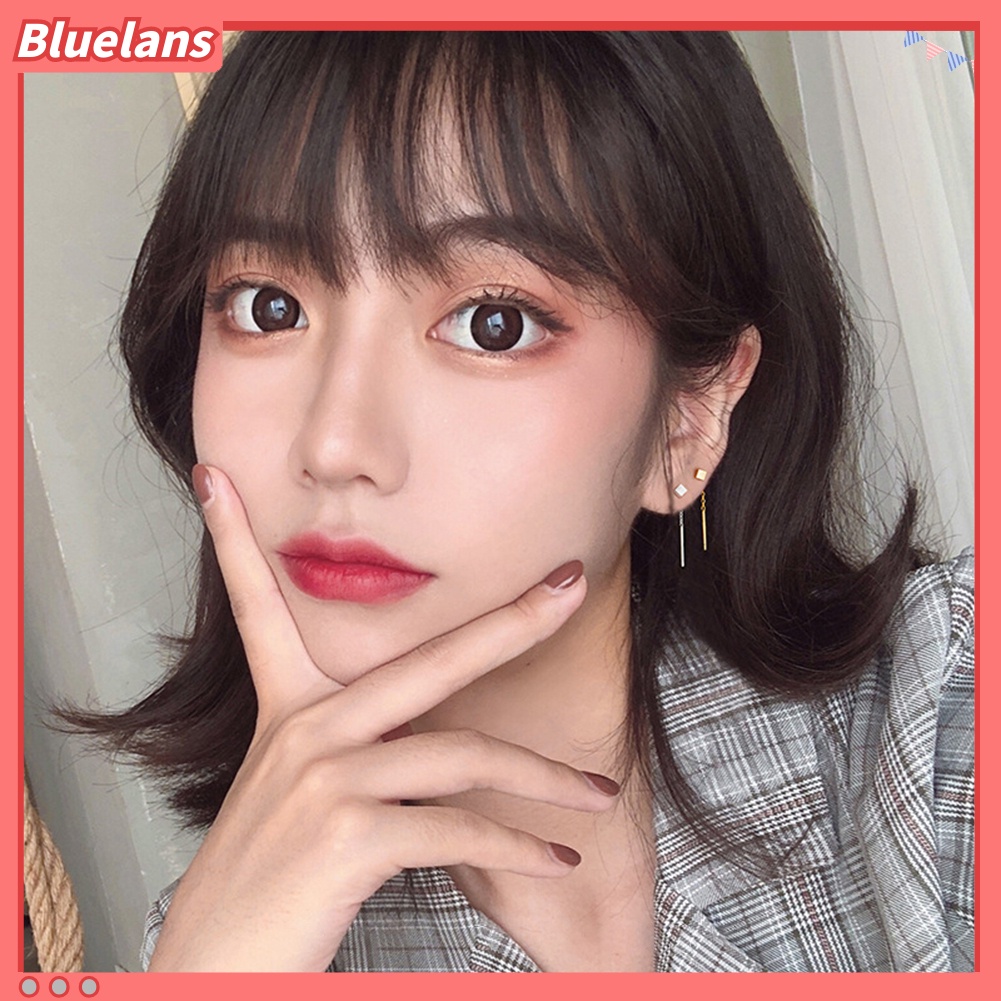 Bluelans Fashion Women Small Geometric Cube Long Dangle Chain Earrings Party Jewelry