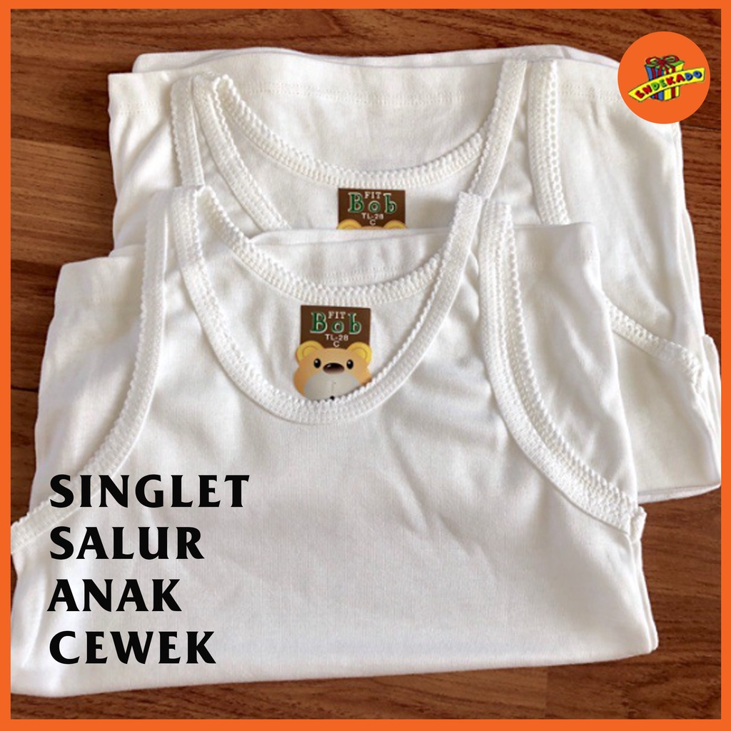 Baju Kaos Dalam Anak Singlet CEWEK Putih Salur - Singlet Putih TK SD