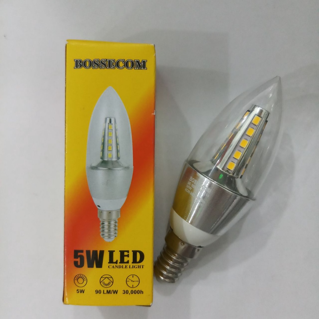 BOSSECOM CANDLE LED E27 BE-3001 LAMPU HIAS LILIN MURAH