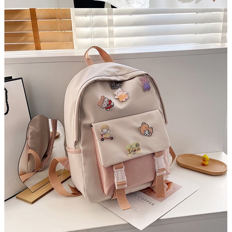 TFT AX200313 92977 AX977 T49 R6818 (1 KG MUAT 3) Tas Ransel Wanita Nylon Nilon import terbaru Ready Warna pink cantik lucu