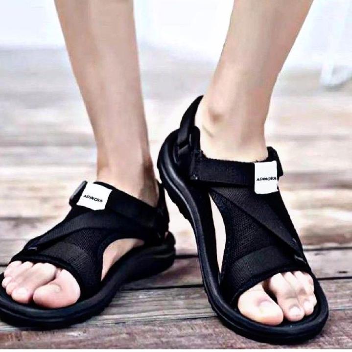 DJS - Sandal Kekinian Premium Gunung Korea ADINOVA LTN01 Full Hitam Sandal Hiking Outdoor Pria Origi