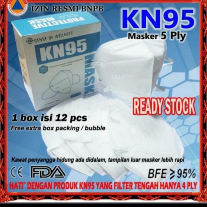 MASKER KN95 SENSE OF WELLNESS 5PLY ISI 12PCS ASLI ORIGINAL 88-mikemsostore Ayo Beli